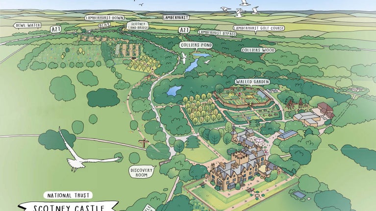 Transforming Scotney Castle - bird's eye view of planned work